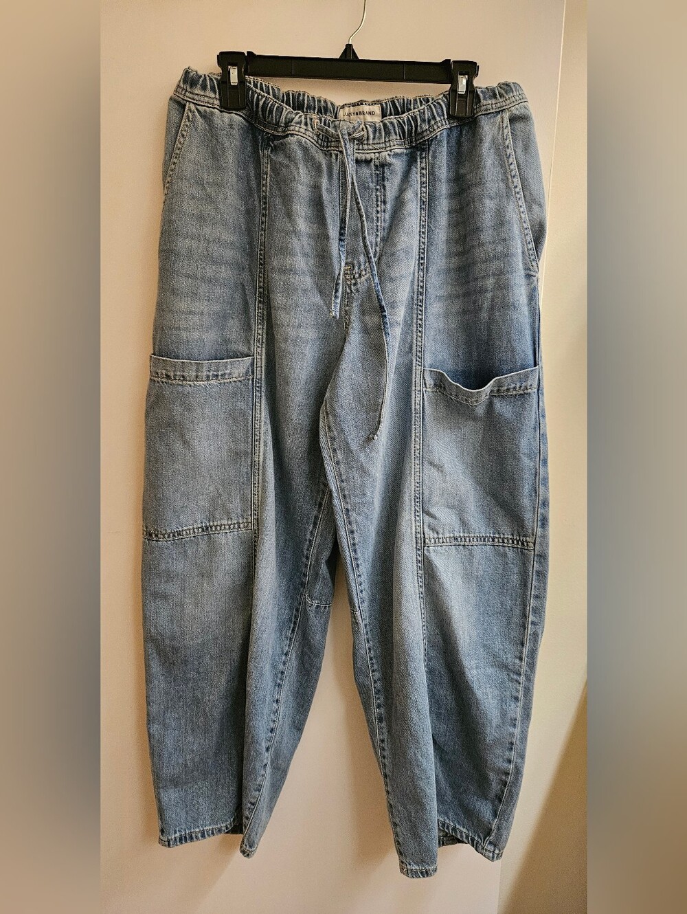 Lucky Brand Women's Patch Pocket Drawstring Barrel Leg Jeans - Size S - NWOT